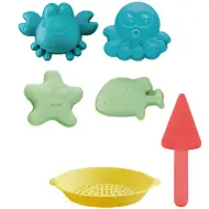 Set da spiaggia con animali marini e setaccio