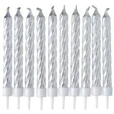 Set di 10 candele argentate ritorte immagine 2
