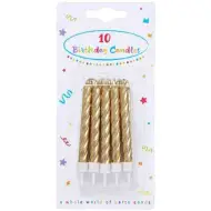 Set di 10 candele dorate ritorte