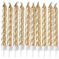 Set di 10 candele dorate ritorte immagine 2