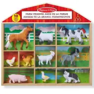 Set di 10 figure di animali da fattoria in contenitore di legno - Melissa &amp; Doug