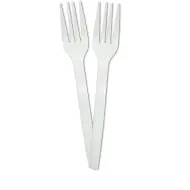 Set di 10 forchette bianche riciclabili