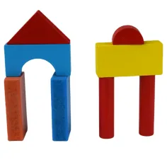 Set di 24 blocchi da costruzione in legno colorati in scatola immagine 4
