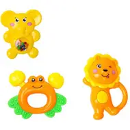 Set di 3 sonagli e dentaruoli per bambini a forma di animali