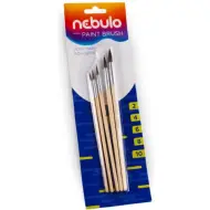 Set di 5 pennelli con manico in legno naturale (2-4-6-8-10)