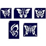 Set di 5 stencil per tatuaggi glitterati a forma di farfalla 2