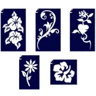 Set di 5 stencil per tatuaggi glitterati a forma di fiore