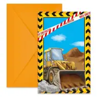Set di 6 inviti per festa a tema macchine da lavoro