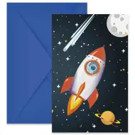 Set di 6 inviti per festa spaziale con busta