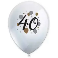 Set di 6 palloncini in lattice con motivo "40 anni"