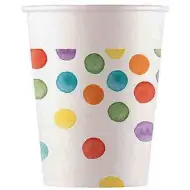 Set di 8 bicchieri di carta a pois colorati da 200 ml