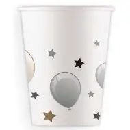 Set di 8 bicchieri di carta color argento da 200 ml