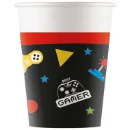 Set di 8 bicchieri di carta con motivo gamer 200ml