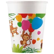 Set di 8 bicchieri di carta con motivo giungla allegra 200ml