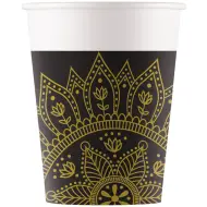Set di 8 bicchieri di carta mandala nero-oro 200ml