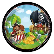 Set di 8 piatti di carta a tema pirata da 23 cm