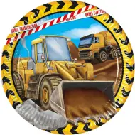 Set di 8 piatti di carta con macchine da lavoro, 23 cm