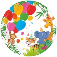 Set di 8 piatti di carta con motivo giungla allegra, 20 cm