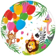 Set di 8 piatti di carta con motivo giungla allegra 23 cm