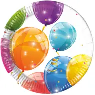 Set di 8 piatti di carta con palloncini scintillanti