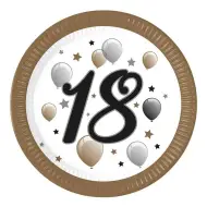 Set di 8 piatti di carta con scritta "18" da 23 cm