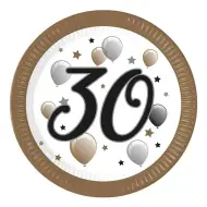 Set di 8 piatti di carta con scritta "30 anni" da 23 cm