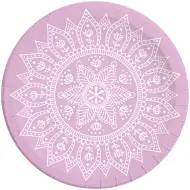 Set di 8 piatti di carta mandala lilla-bianco da 23 cm