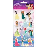 Set di adesivi 3D gonfi di meravigliose Principesse Disney su foglio da 10x22 cm