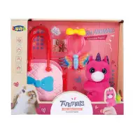 Set di animali con borsa e altri accessori vari