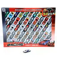 Set di auto da corsa in confezione da 50 pezzi in colori assortiti.