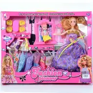 Set di bambole alla moda con bambina e accessori