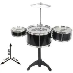 Set di batteria giocattolo Jazz Drum a 4 pezzi con supporto nero immagine 2
