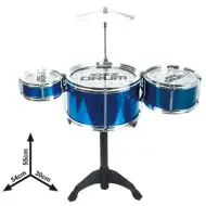 Set di batteria giocattolo blu a 4 pezzi con supporto per Jazz Drum