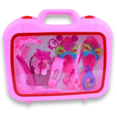 Set di bellezza con accessori da parrucchiere, scarpe e orecchini in borsa immagine 8