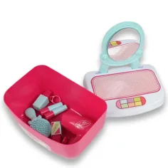 Set di bellezza con tavolino da toeletta con specchio e trucchi in scatola portaoggetti immagine 8