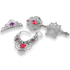 Set di bellezza da principessa con tiara, collana e bacchetta magica immagine 2