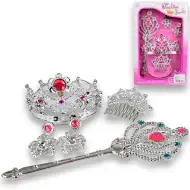 Set di bellezza da principessa con tiara, fermaglio, orecchini e bacchetta magica