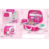 Set di bellezza rosa da 24 pezzi in valigia con accessori