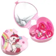 Set di bellezza unicorno in contenitore a forma di cuore