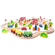 Set di binari in legno con ponte e fermata - Woodyland