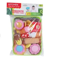 Set di cibo con ciambella e hot dog