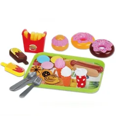 Set di cibo con ciambella e hot dog immagine 2
