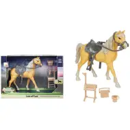 Set di gioco cavallo marrone con sella e accessori
