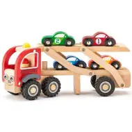 Set di gioco con camion trasportatore di auto in legno con macchinine - Woodyland