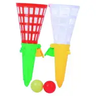 Set di gioco con lanciatore a imbuto con 2 lanciatori e palla