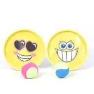 Set di gioco di abilità con palla catch gialla con motivo smiley