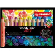 Set di matite colorate Stabilo Woody 3in1 ARTY da 10 pezzi