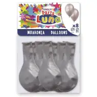 Set di palloncini da festa color argento, 8 pezzi