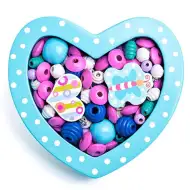 Set di perline in legno con cuore blu