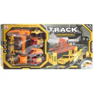 Set di pista Track Engineering con macchine edili e operai, set da 89 pezzi.